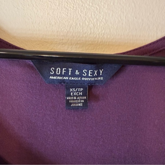 American Eagle Outfitters Purple Fit and Flare Long Sleeve Dress - Picture 3 of 5